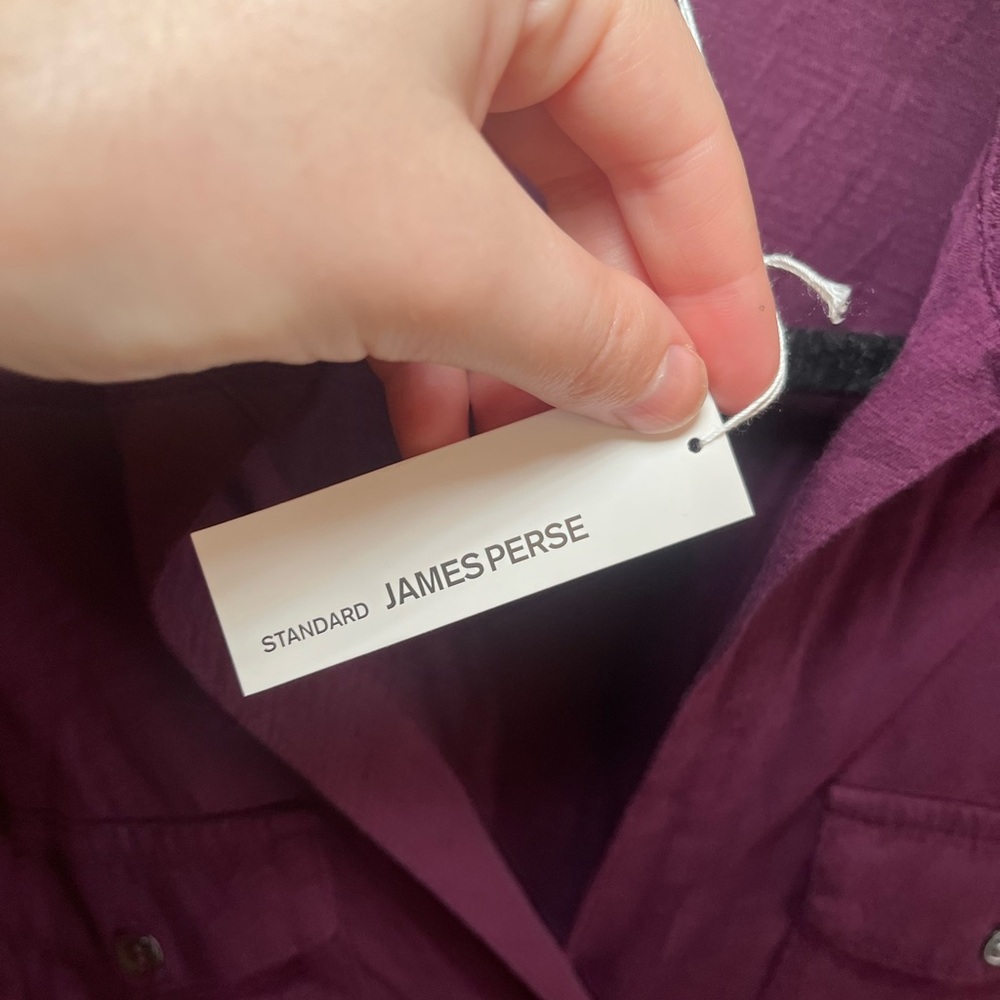 James Perse Three Quarter Sleeve Purple Button-Up Top - Picture 3 of 12